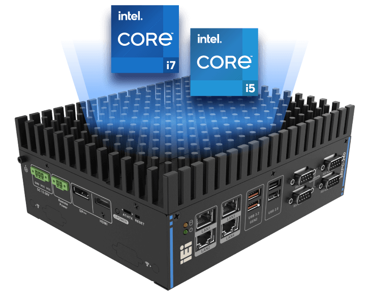 High-performance DIN-rail Control Computer with Intel 11th Gen Tiger Lake  Core i7/i5/i3 CPU, 8GB RAM