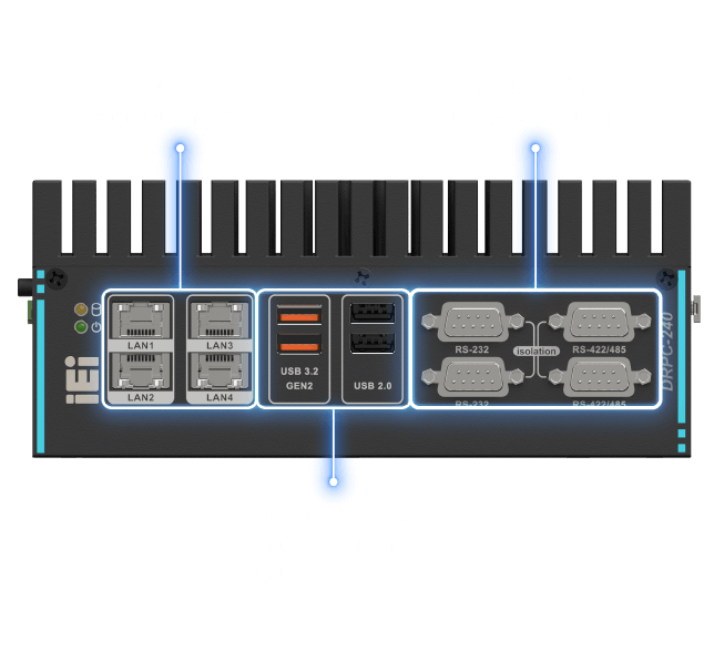 High-performance DIN-rail Control Computer with Intel 11th Gen Tiger Lake  Core i7/i5/i3 CPU, 8GB RAM