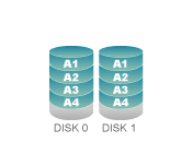Icon of RAID 1 drives configuration Disk 0 and Disk2