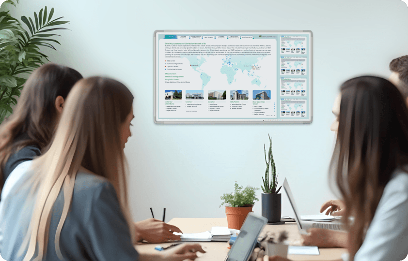 Meeting information display in a conference room