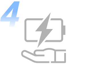 Number four with power icon. Fourth step to setup edge AI system.