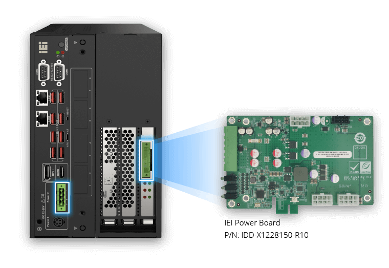 TANK-XM811 box PC with IEI power module to offer dual power inputs