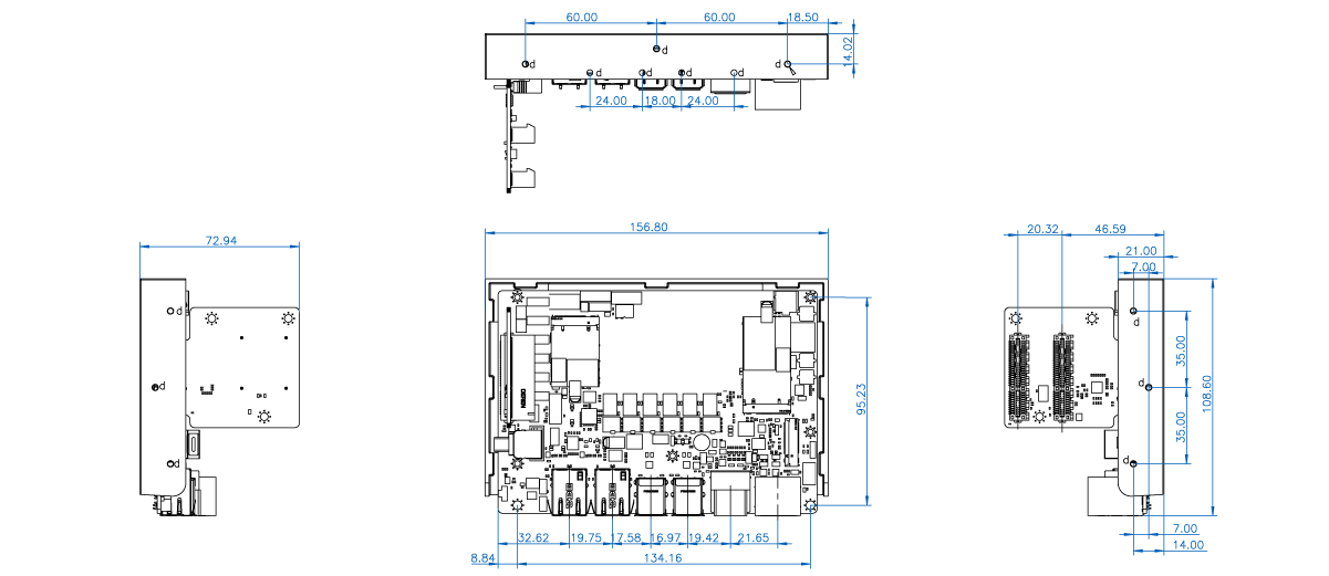 SBC with Outwards-facing Riser Card