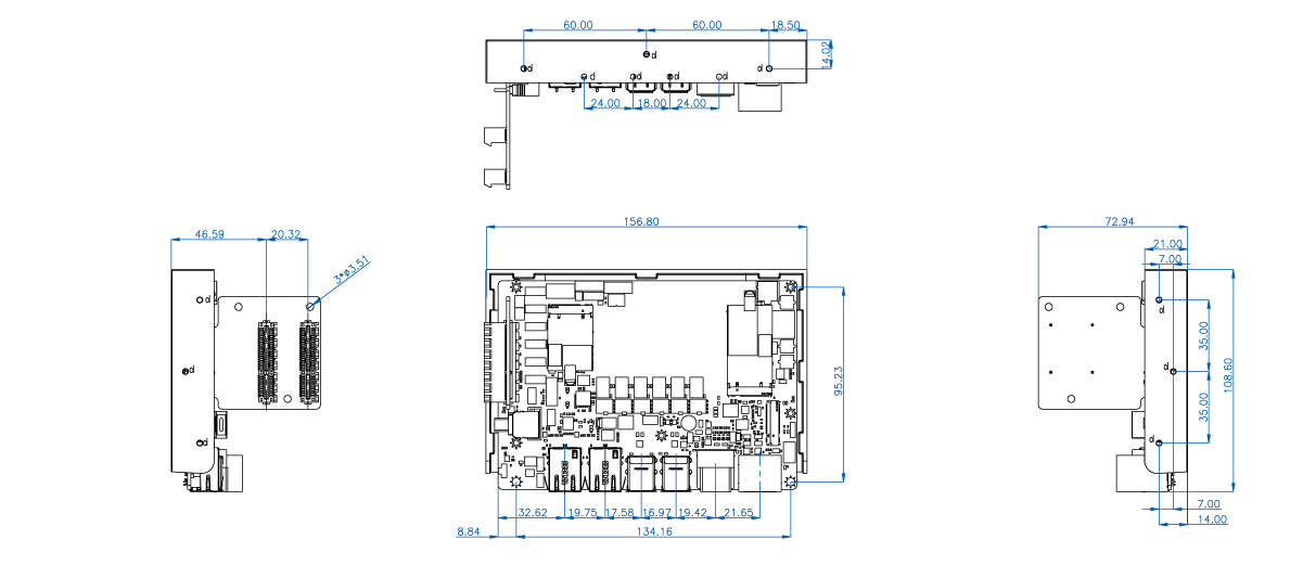 SBC with Outwards-facing Riser Card (R4S)