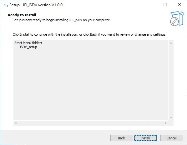 A screenshot of the iSDV software installer for Windows OS
