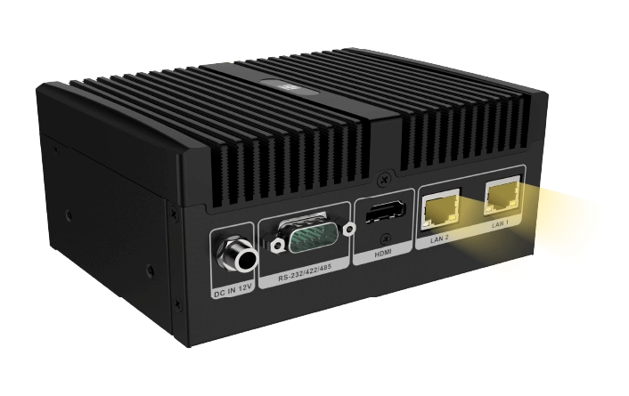 The two 2.5GbE RJ45 ports of uIBX-260 industrial embedded system 