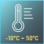 -10°C ~ 50°C operating temperature icon