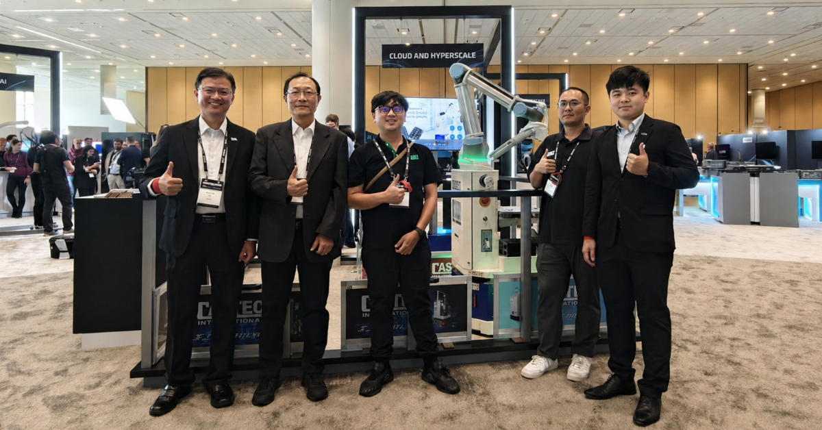 IEI team showcasing NANO-X100 built on AMD Ryzen AI Embedded X100 Series at AMD Advancing AI 2026