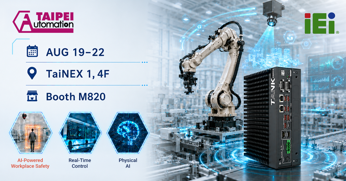 IEI to Showcase Edge AI Industrial Safety and ROS 2 Robotics Control Applications at Automation Taipei 2026