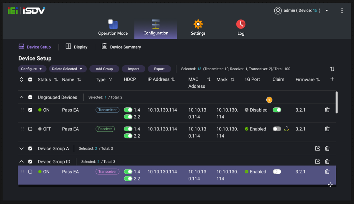iSDV Device Setup